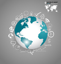 Modern globe with application icon template vector