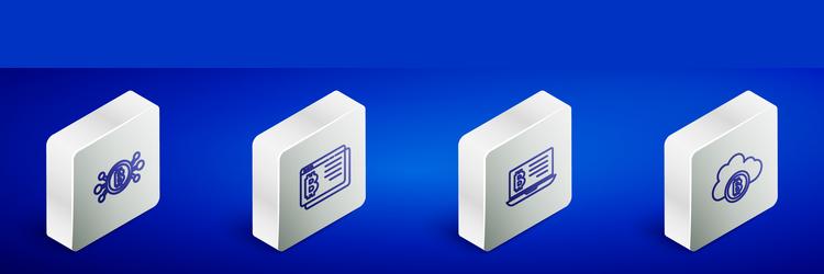 set isometric line bitcoin in circuit browser vector image