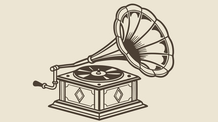vintage gramophone icon retro music player art vector image