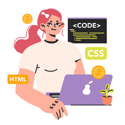 software developer female programmer coding vector image