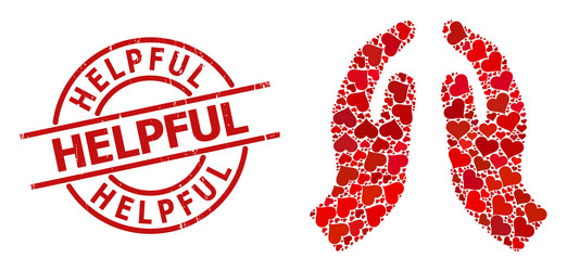 Textured helpful stamp seal and red love pray vector