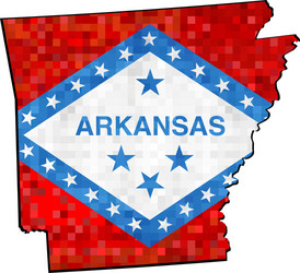 grunge arkansas map with flag inside vector