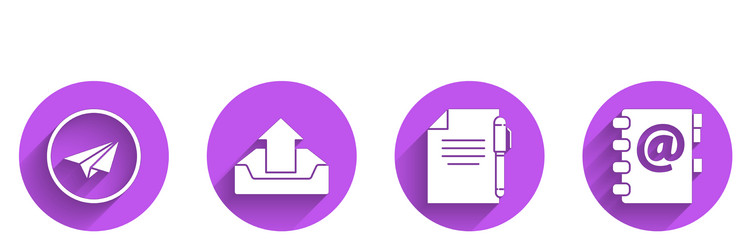 set paper plane upload inbox document and pen vector image