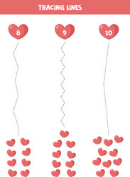 trace lines and count number hearts vector image