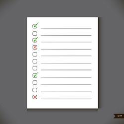 White notebook with lines and place for marks vector