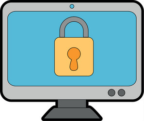 computer display with padlock vector