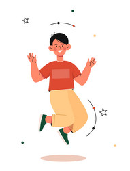 Happy boy jumping Royalty Free Vector Image - VectorStock
