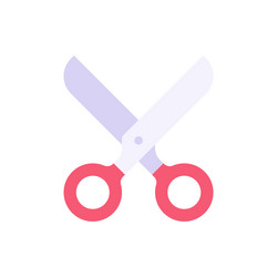open scissors with red rings handle and sharp vector image