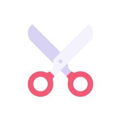 open scissors with red rings handle and sharp vector