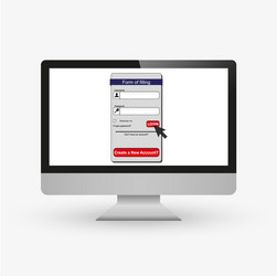 big screen computer view login and password enter vector image
