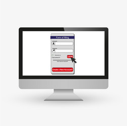 big screen computer view login and password enter vector