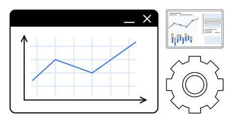 digital analytics dashboard with line graph vector image