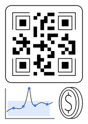 digital integration qr code and financial growth vector image