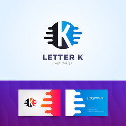 premium k letter logo business card design vector