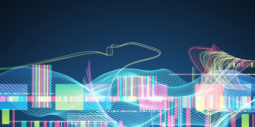 abstract data waveform background with dynamic vector image