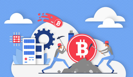 bitcoin crypto currency virtual data mining tiny vector image