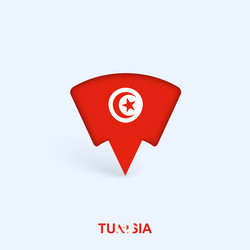 tunisia flag map pointer design with shadow vector image