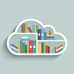 Bookshelf in form of cloud with colorful books vector