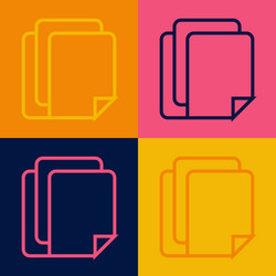 Pop art line file document icon isolated on color vector