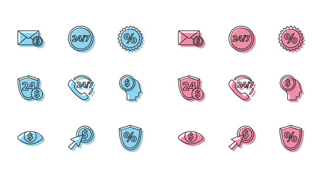set line eye with dollar cursor and coin envelope vector image