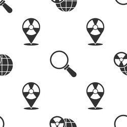 set planet earth and radiation magnifying glass vector