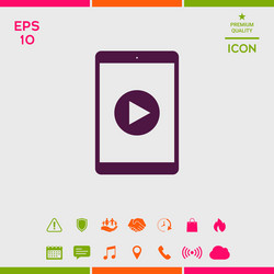 Tablet with play button icon vector