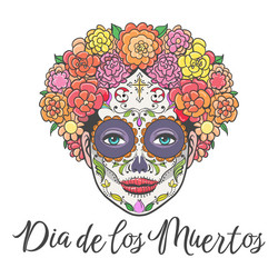 beautiful woman with sugar skill make-up Vector Image