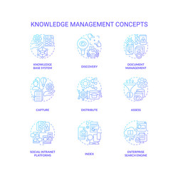 Gradient icons for knowledge management concepts vector