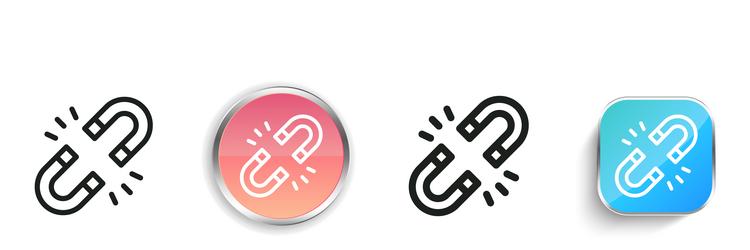 magnetic icon thin linear regular and button vector image