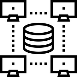 network working digital processing line icon vector image