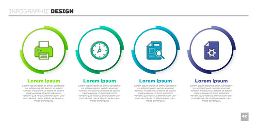Set printer clock document with graph chart vector