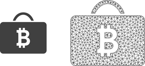 wire frame mesh bitcoin case and flat icon vector image