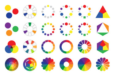 color theory icon and wheel or circle vector