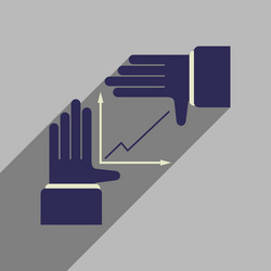 flat web icon with long shadow hand graph vector