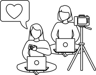 Group women seated using laptop computer Vector Image