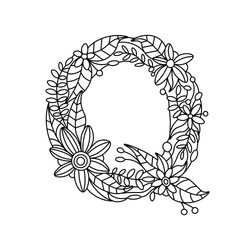 letter q coloring book for adults Vector Image