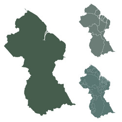 guyana map outline administrative regions vector