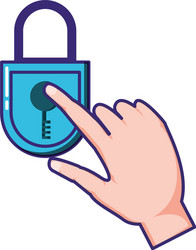 hand with security padlock vector