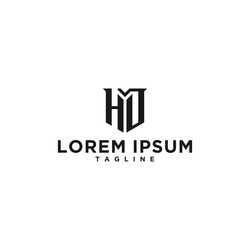 Hm or mh monogram shield logo design Royalty Free Vector