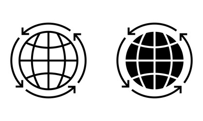 globe with circle arrow internet loading icon vector image