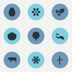 set of simple ecology icons vector