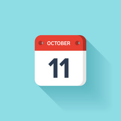 october 11 isometric calendar icon with shadow vector