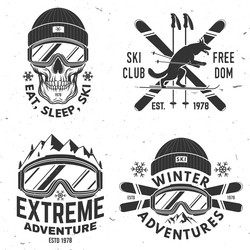 Retro Ski & Winter Sport Badges Vector Image