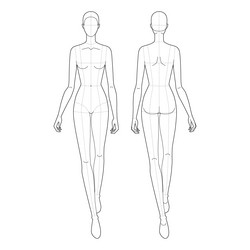 Xs size women fashion template 9 nine head croquis