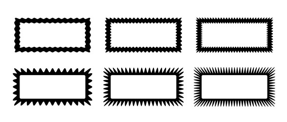 zig zag edge rectangle frames collection jagged vector image