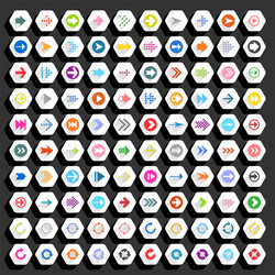 flat arrow icon hexagon web button vector image
