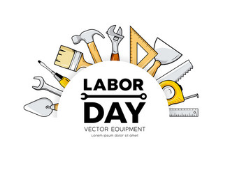 Labor day construction equipment circle vector