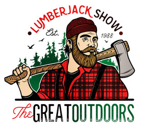 Lumberjack lean on the wood log Royalty Free Vector Image