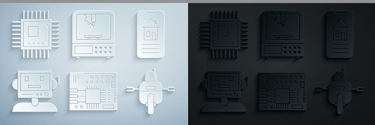 set printed circuit board pcb smart home robot vector image