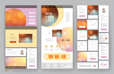 website template design with interface elements vector